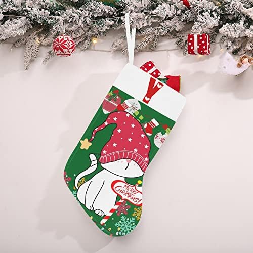 Коледни Чорапи с монограм Santa Котка с Буквата Y и Сърце с Размер 18 инча Зелено-Бял цвят
