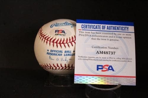 Автограф на Мики Вернона (шампион AL по отбиванию) в бейзбола Auto PSA/DNA AM48737 - Бейзболни топки с автографи