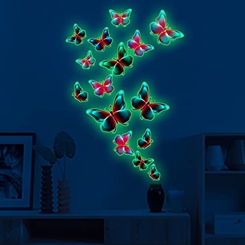 Светещи Декорации във формата на пеперуди, Стикери за стена и таван Спални, Стикери, Светещи Цвят, Пеперуда, Цвете Фея,