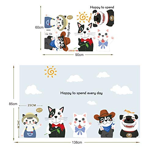 Wallpark Карикатура на Животните Сладък Котка Подвижна Стикер На Стената Стикер, За Деца Детска Домашна Детска Стая САМ
