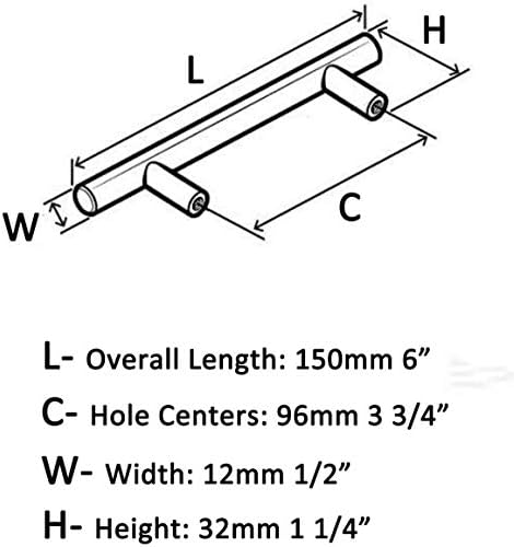 FALONG 5 Опаковане. 3,75 Центрове дупки Т-Образна Дръжка за издърпване на чекмеджета с Дължина 6 см Месинг С Матово Покритие