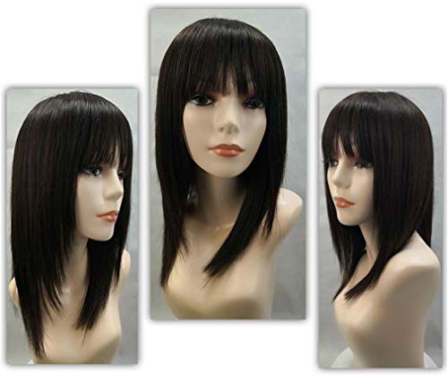 Перуки на копринена основа Susanki с бретон, на дълги прави перуки, изработени от човешка коса Remy за жените, 20 тъмно кафяв