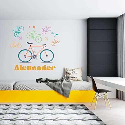 Цветен Дизайн на велосипеди за Персонални етикети с името на момчето за стените на детската, на лаптоп - от Няколко цвята
