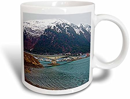 Керамична Чаша със изготви текстурирани принтом 3dRose Дъглас Bridge в Джуно, Аляска, 11 грама, Червена