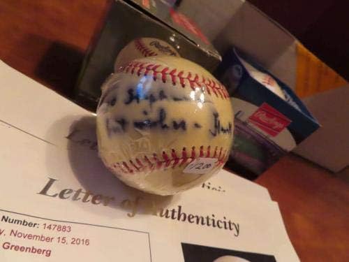 Ханк Грийнбърг Детройт Тайгърс, Подписано Бейзболен топката писмо JSA - Бейзболни топки с автографи