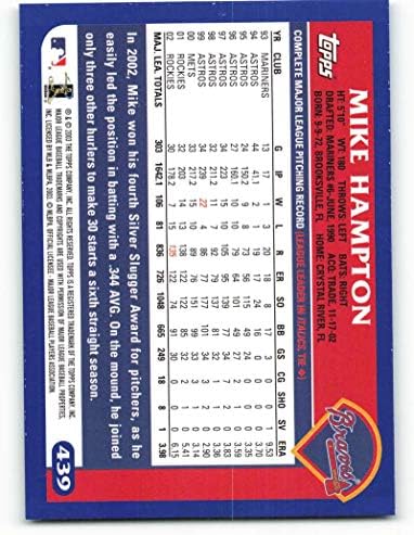 2003 Топпс 439 Майк Хемптън, Ню Йорк-Бейзбол Атланта Брейвз