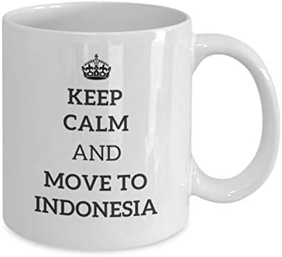 Запазете спокойствие и переезжайте в Индонезия Чаена Чаша Пътник Подарък за Колега, Приятел на Чаша за Пътуване в страната