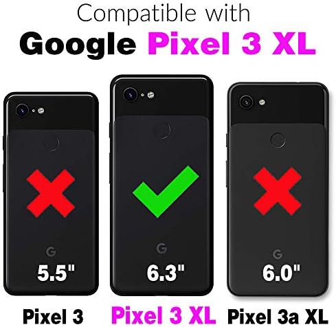 Asuwish е Съвместим с Google Pixel 3 XL Чанта-портфейл и Защитно фолио за екран от закалено Стъкло, Сгъваеми Чантата