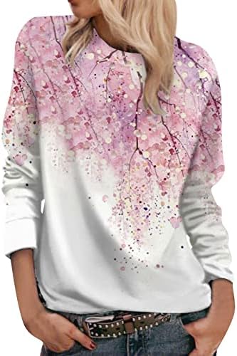 GRGE BEUU Crewneck 3D Цветен Принт Плюс Размера на Тениски, Блузи с Дълъг Ръкав за Жени Всекидневен Свободен Пуловер