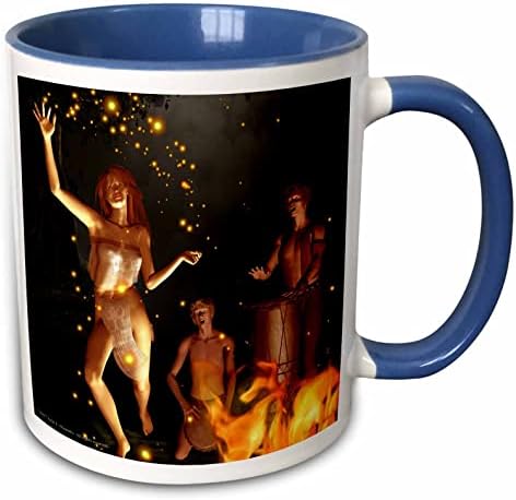 3D-Керамична чаша с шарени 3dRose mug_23169_1 Огнен скок, Езически Огън, Вълшебната Магия на Вещици, 11 Грама
