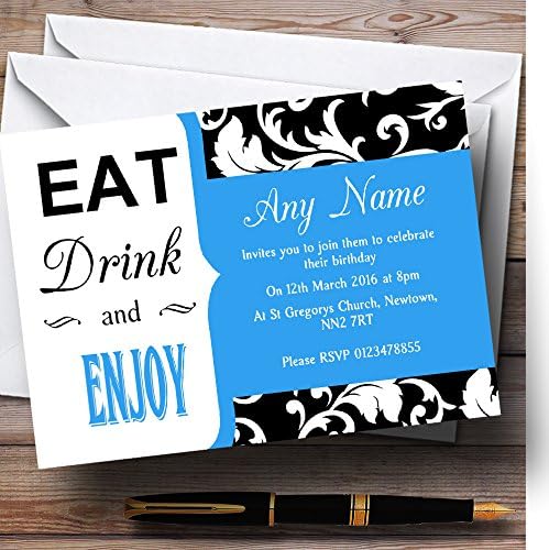 Пощенска картичка Zoo Небето-Синьо Реколта Дамасская Храна и Напитки Персонални Покани На Парти по случай рождения Ден