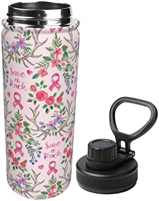 Бутилка за вода С Оленьими рога-Рак на гърдата-Розово Широка Колба От Неръждаема Стомана С Вакуумна изолация на 18 Грама