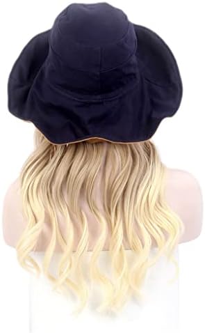 Дамски шапка за коса SCDZS One черен на цвят, с рибарска шапка, перука, плюс шапка, дълъг къдрав златна перука, шапка One