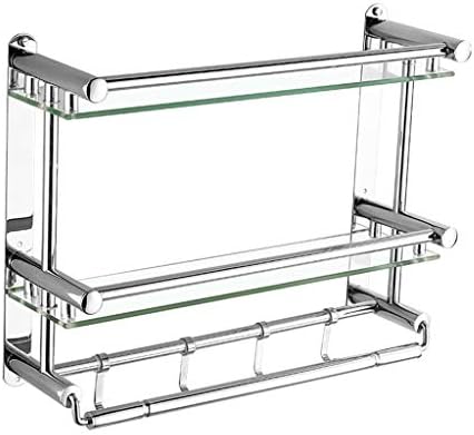 NESHO 2-Ярусная рафта от закалено Стъкло с дебелина 6 мм, шкафове за баня, кошница за душ, срок за съхранение, парапети