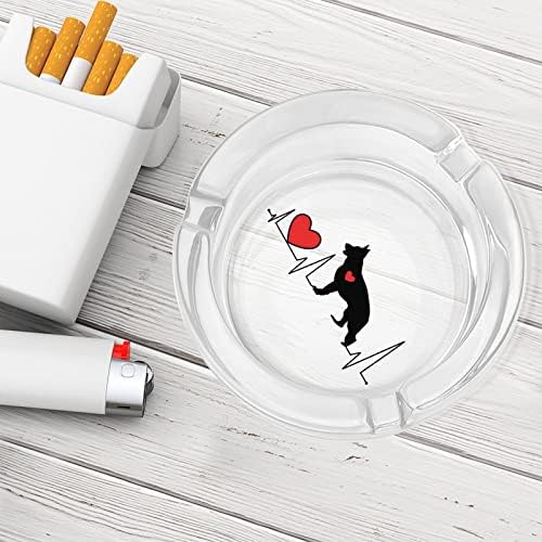 Немска Овчарка Сърцебиене Стъклен Пепелник за Цигари Около Пепелника Портативният Притежателя Пепел Калъф за Вътрешно