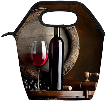Чанта за обяд GUEROTKR за Мъже, Изолиран Обяд-Бокс, Кутия за Обяд за Възрастен, ретро модел бъчва червено вино