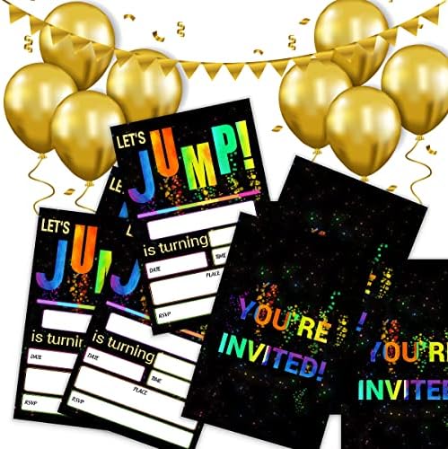 Покани за парти по случай рождения ден на SHLINCO Let ' s Jump, покани, картички за купоните по скокове на батут Glow