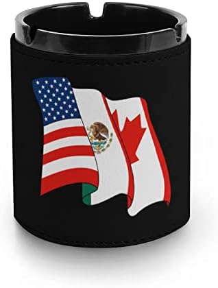 Американски Мексикански Флаг на Канада Пепелник От Изкуствена Кожа, Цигари, Пепелник за Пури, Държач за Домашния Офис,