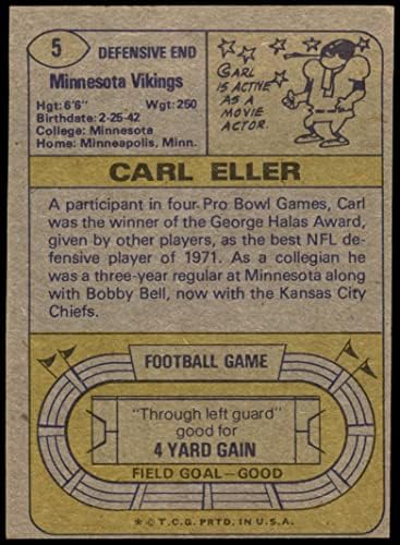 1974 Topps 5 Карл Eller Миннесотские Викингите (Футболна карта) VG Минесота Минесота