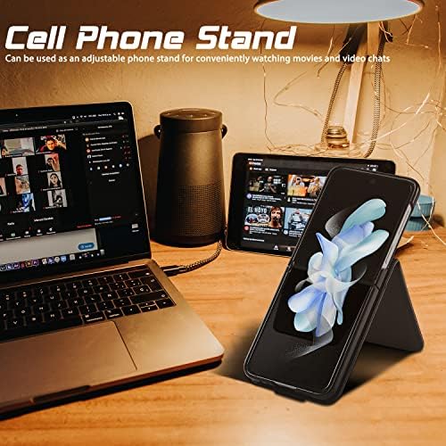Калъф за телефон Orzero, Съвместим с Samsung Galaxy Z Flip 4 5G, Изкуствена кожа + Твърд КОМПЮТЪР с отделение за карти