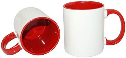 Керамични Заготовки За Сублимация, Цвят на вътрешната повърхност и джантата Червено, Кафеена Чаша С покритие, Която Не