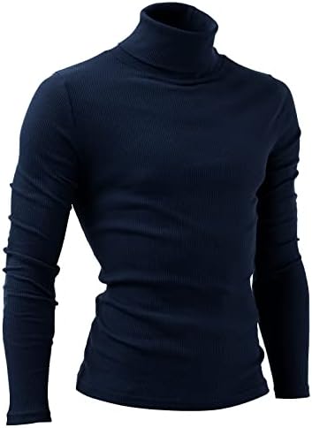 Nyfashioncity Мъжки Ежедневни Приталенные Леки Пуловери с високо Воротом, Пуловери, Тениски Базов дизайн