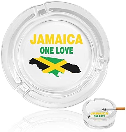 Ямайски Флаг Карта One Love Цигара Стъклен Пепелник Преносим Пепелник Декоративна Пепелници За Домашния Офис