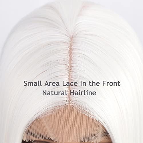 QWERTY Дълги прави бели перуки за жени, синтетични перуки средната част, коса за ежедневна употреба