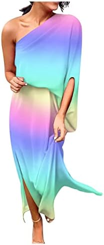 Дамски Пролетната Мода 2023 Жената е Сексуално Свободна Ежедневна Рокля С Цепка на Едното рамо и Цветя Модел С Къс Ръкав