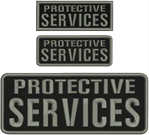 Нашивка EMB за защитни услуги 4X10 и кука 2X5 НА гърба Черно / Сиво