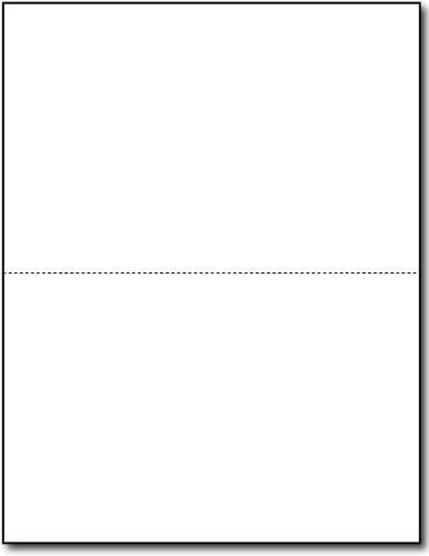 65-килограмова гигантски бели картички - по 2 на страница - са Разделени на 5 листа с размер 1/2 x 8 1/2 (250 Листа /