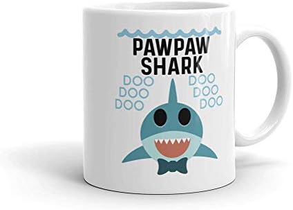 Керамични кафеена чаша/чаша Shark PawPaw (11 грама) — Рожден Ден, Ден на бащата, Коледа и За татковци, дядовци