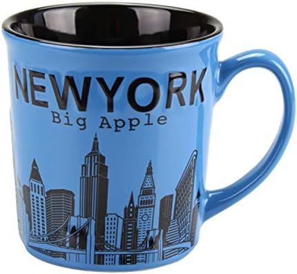 Керамични чаши Torkia - New York Big Apple City Skyline Jumbo - 12 унции (Розови)